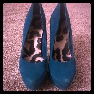 Sz 10 Jessica Simpson Teal Platform Suede Heels